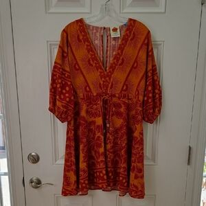 Farm For Anthropologie Red and Orange Dress.  Size XS